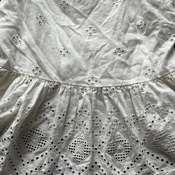 Madewell Babydoll Top Womens Small White Linen Tie Straps Lace Detailing - Picture 2 of 7